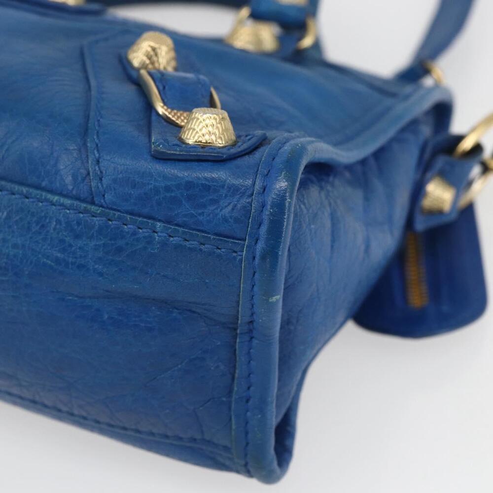 BALENCIAGA Giant Mini City Hand Bag Leather 2way Blue Gold 309544 Auth am10173V - Picture 10 of 16